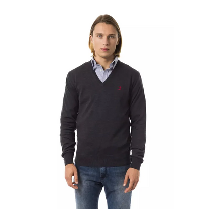 Uominitaliani Gray Merino Wool Men Sweater