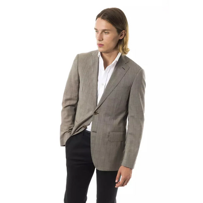 Uominitaliani Gray Wool Mens Blazer