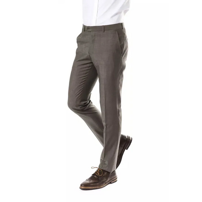 Uominitaliani Gray Wool Mens Suit Pant