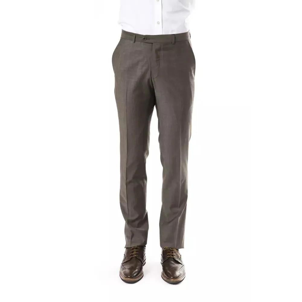 Uominitaliani Gray Wool Mens Suit Pant