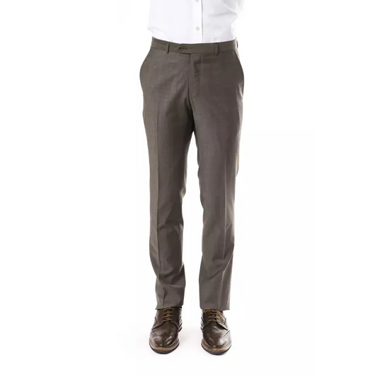 Uominitaliani Gray Wool Mens Suit Pant