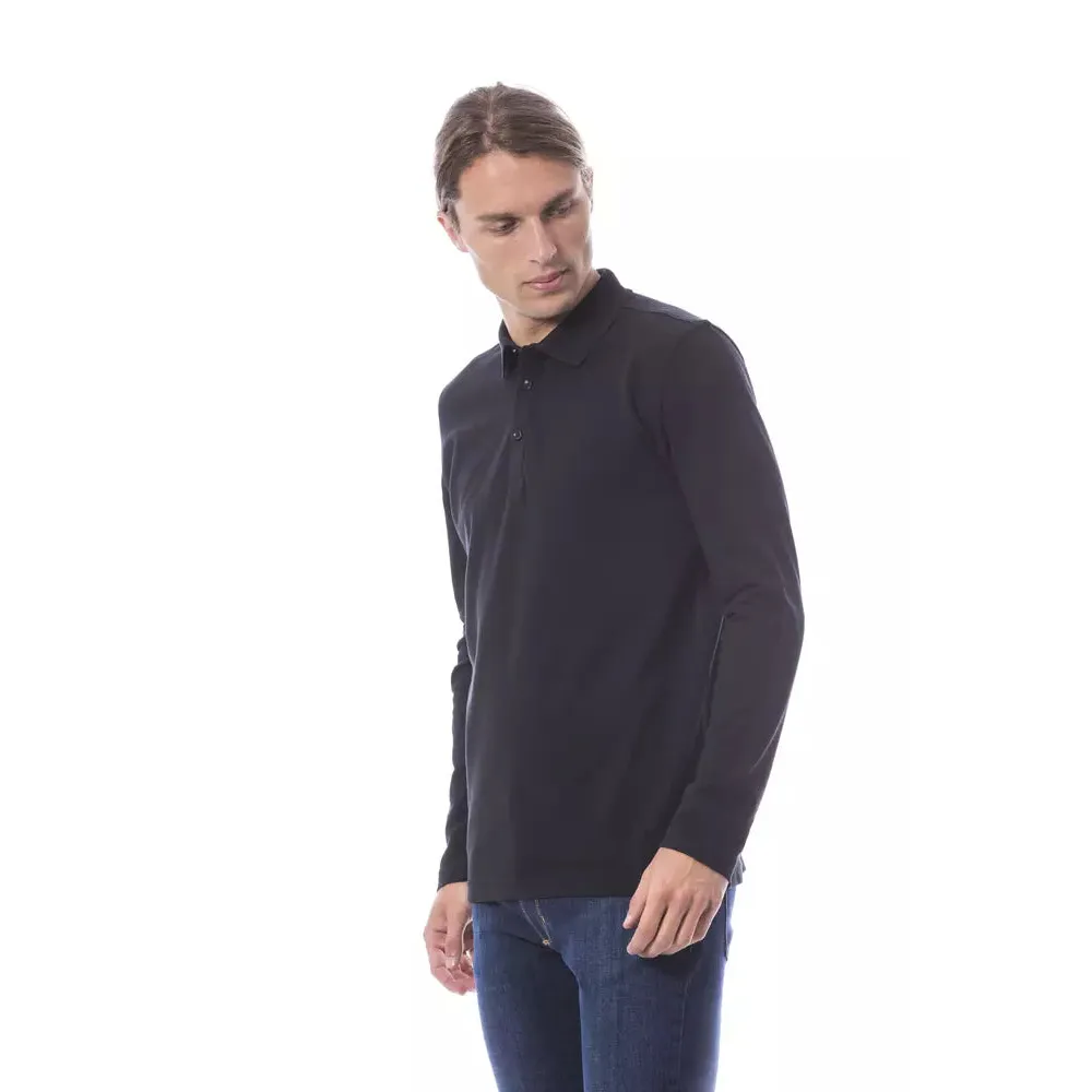 Verri Black Cotton Men Polo Shirt Long Sleeve