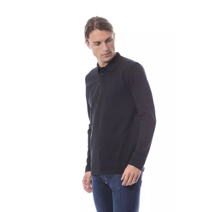 Verri Black Cotton Men Polo Shirt Long Sleeve