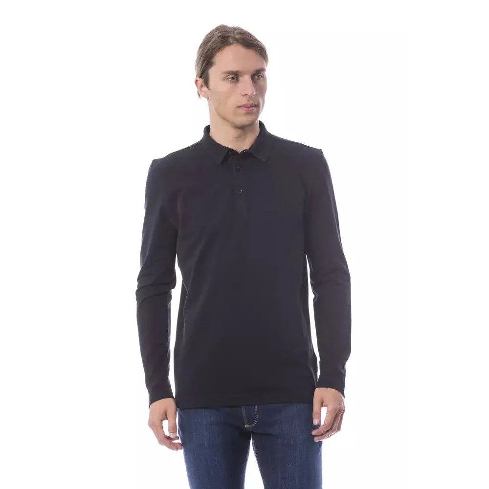Verri Black Cotton Men Polo Shirt Long Sleeve
