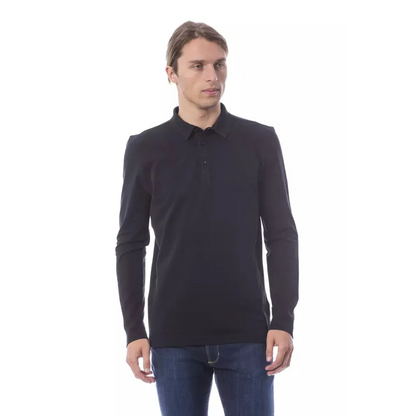 Verri Black Cotton Men Polo Shirt Long Sleeve