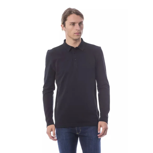 Verri Black Cotton Men Polo Shirt Long Sleeve