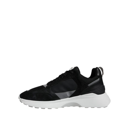 Versace Black Canvas Quad Fabric Medusa Low Top Sneaker Shoes