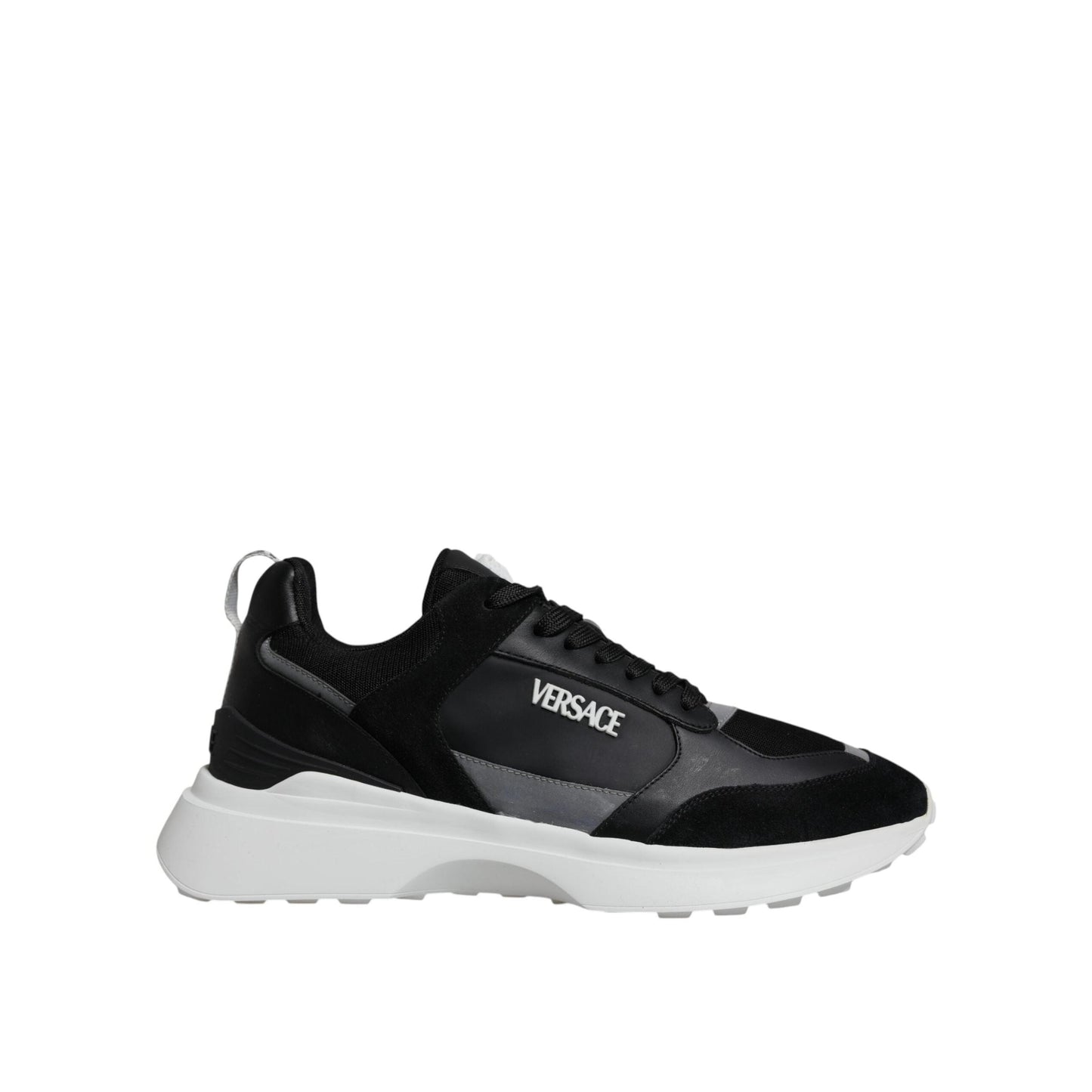Versace Black Canvas Quad Fabric Medusa Low Top Sneaker Shoes