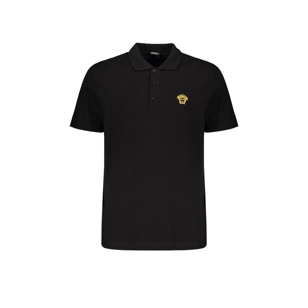 Versace Black Cotton Polo Shirt