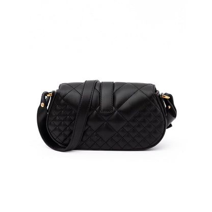 Versace Black Leather Quilted Shoulder Strap Bag