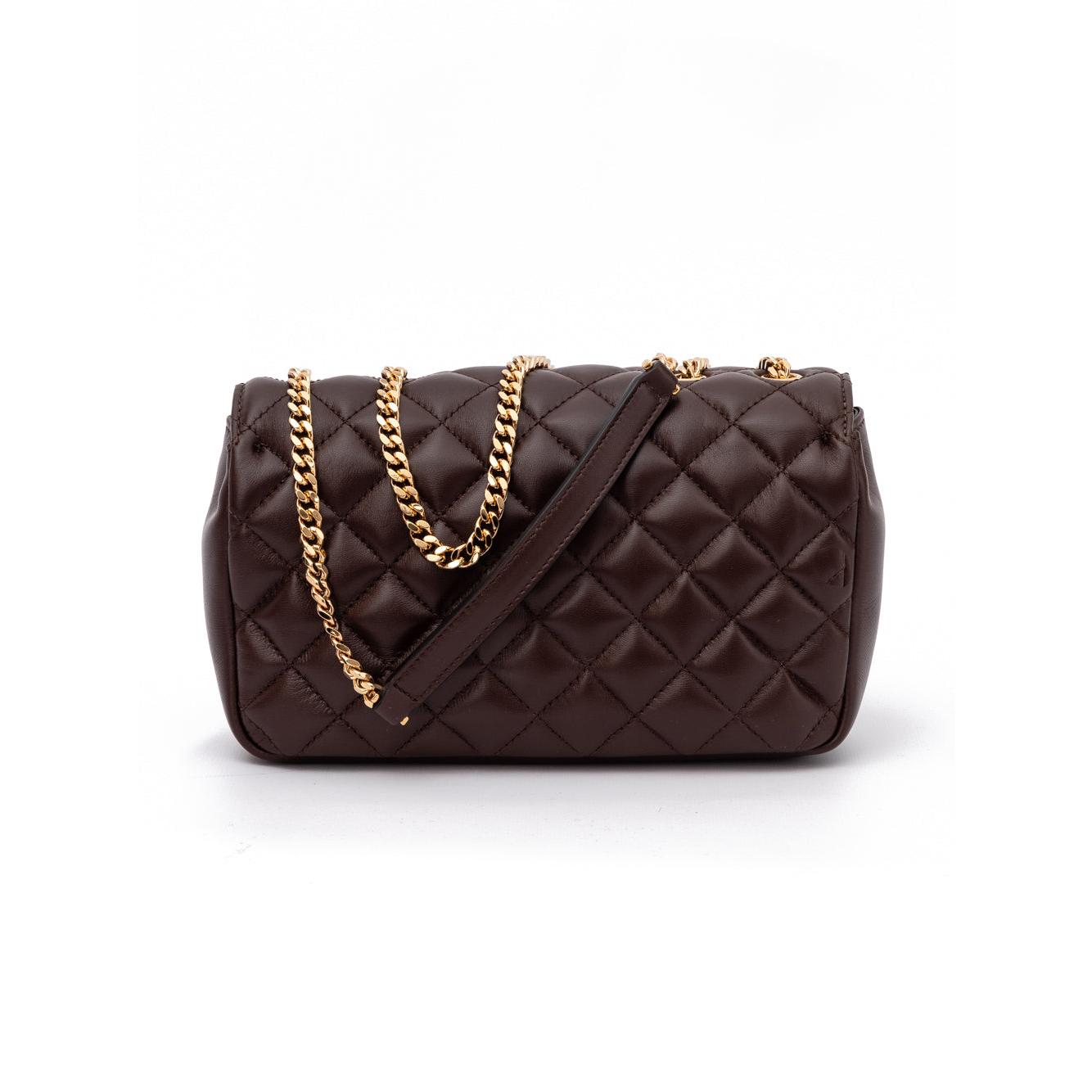 Versace Brown Quilted Leather Shoulder Strap Bag
