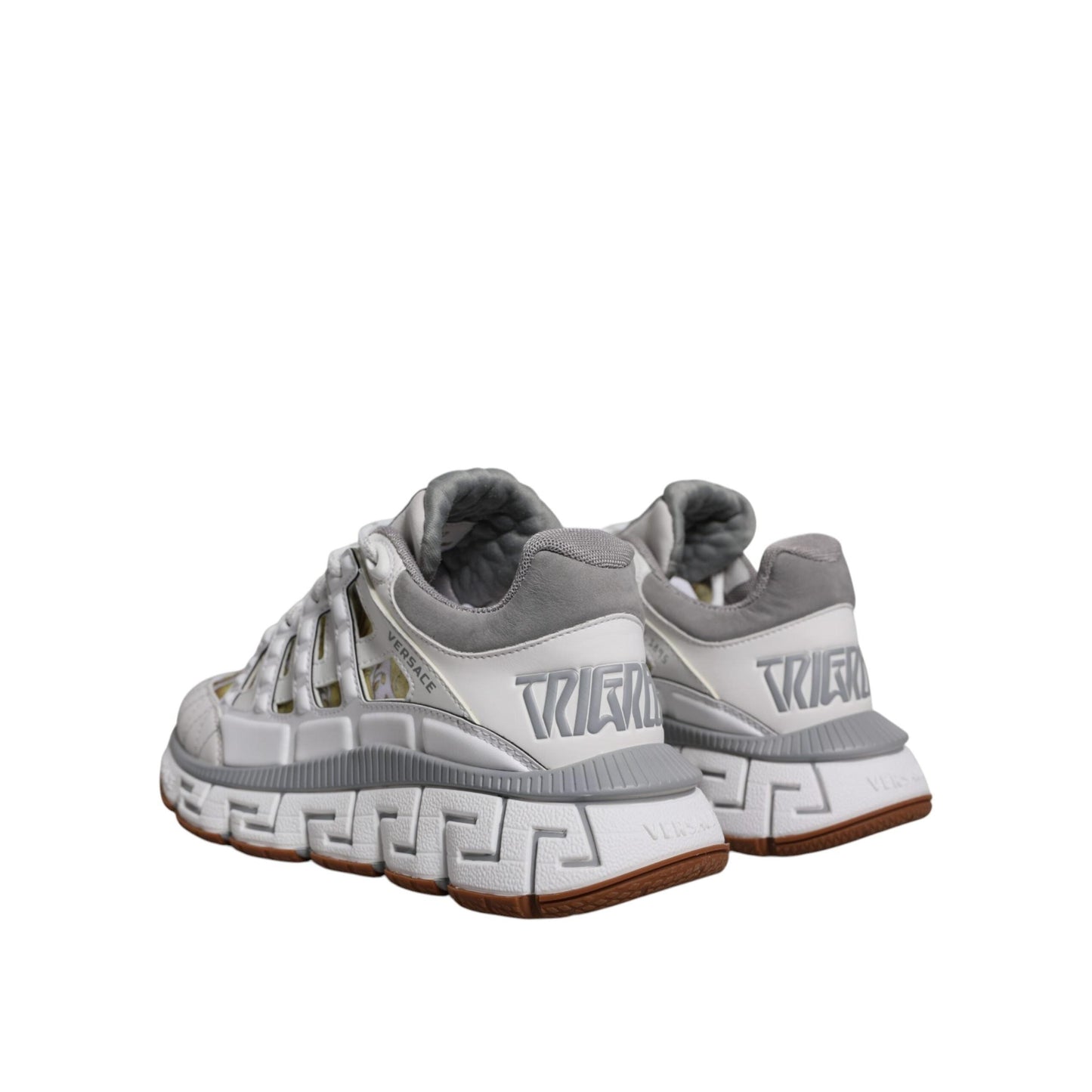 Versace White Trigreca Barocco Print Low Top Sneakers Shoes