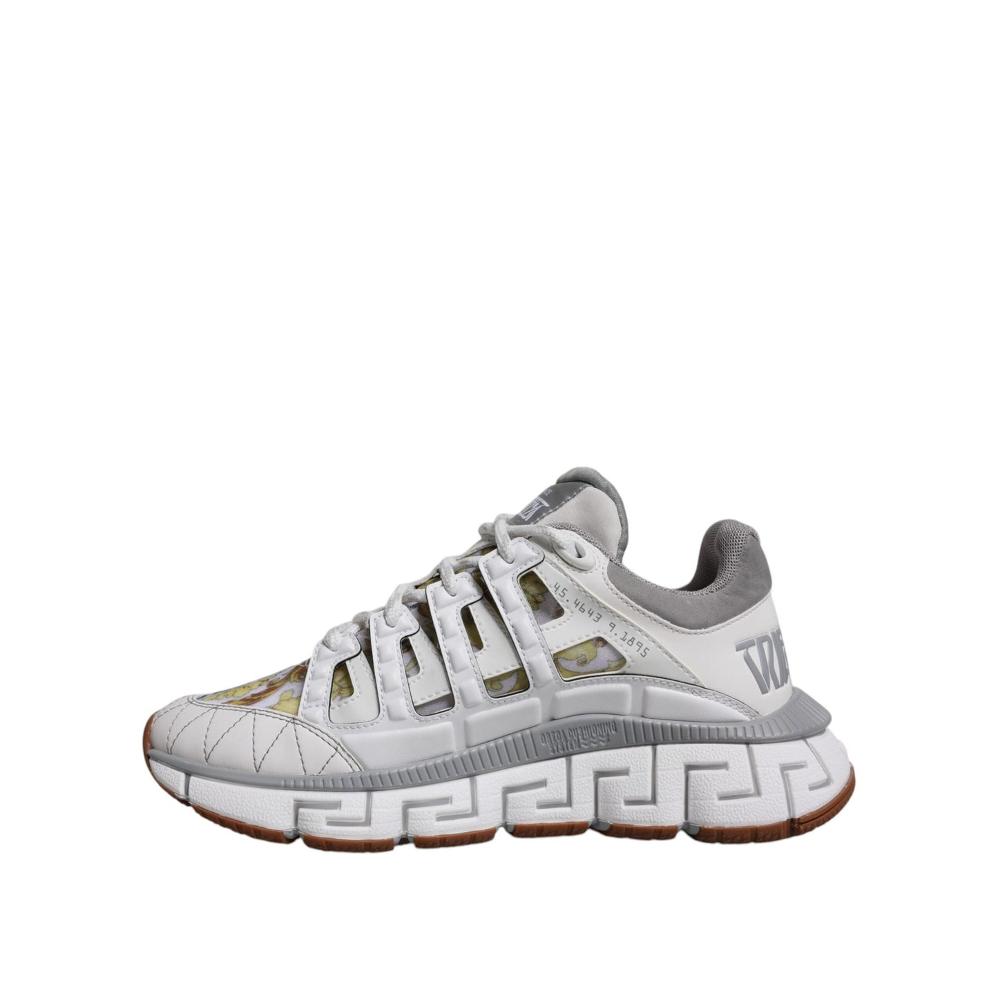 Versace White Trigreca Barocco Print Low Top Sneakers Shoes