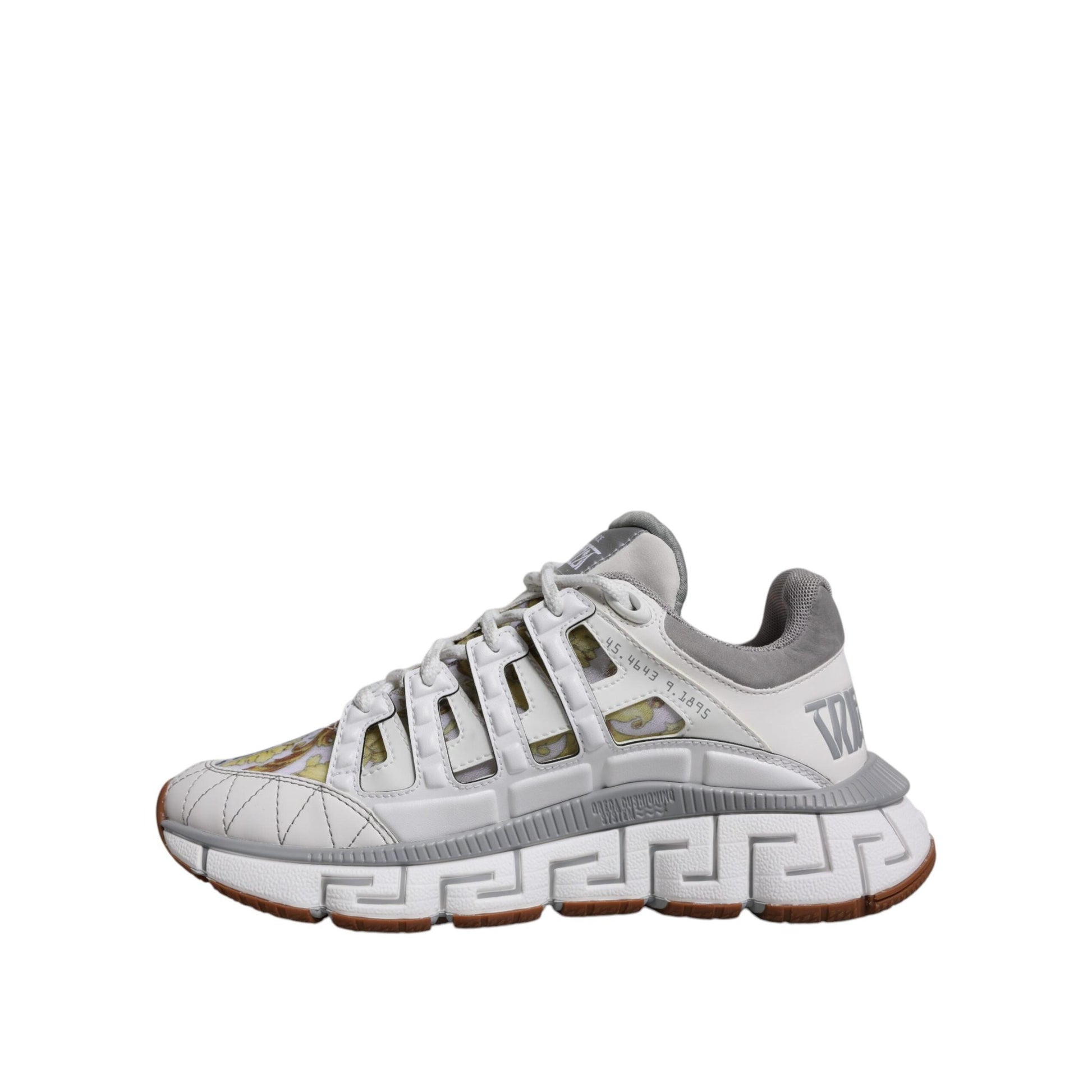Versace White Trigreca Barocco Print Low Top Sneakers Shoes