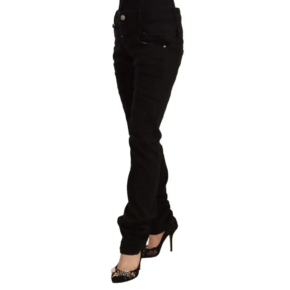 Acht Black Low Waist Cotton Stretch Denim Skinny Jeans