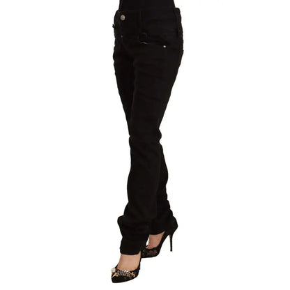 Acht Black Low Waist Cotton Stretch Denim Skinny Jeans