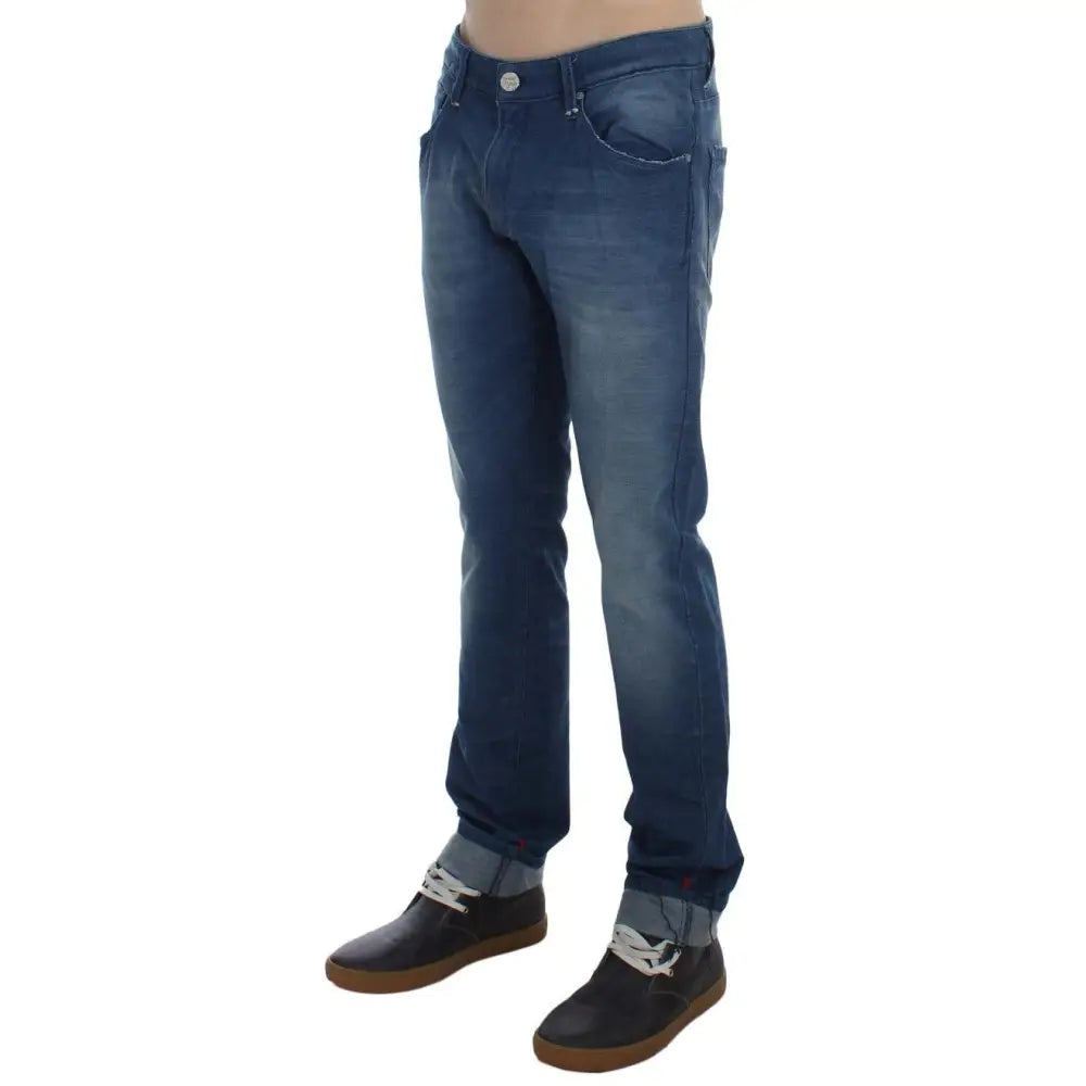 Acht Blue Wash Denim Cotton Stretch Slim Fit Jeans