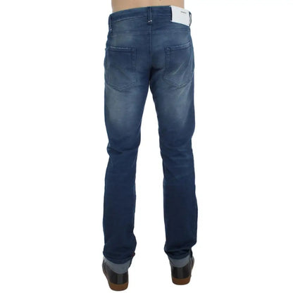 Acht Blue Wash Denim Cotton Stretch Slim Fit Jeans