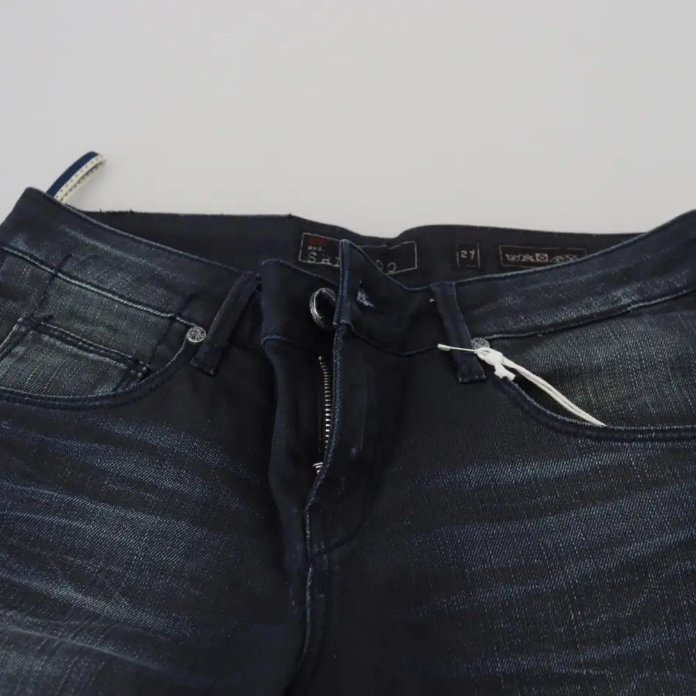 Acht Blue Washed Low Waist Slim Fit Cotton Denim Jeans