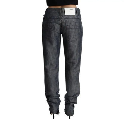 Acht Dark Gray Ramie Mid Wide Waist Straight Denim Jeans