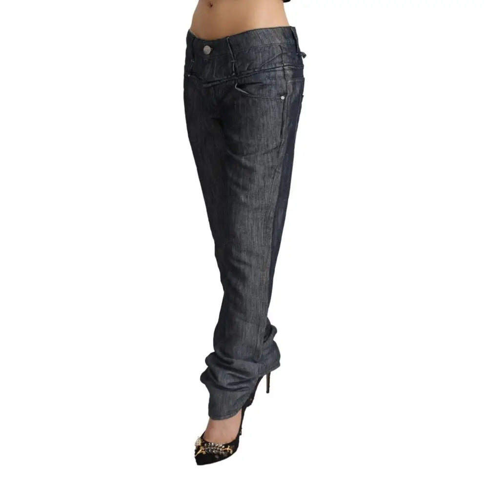 Acht Dark Gray Ramie Mid Wide Waist Straight Denim Jeans