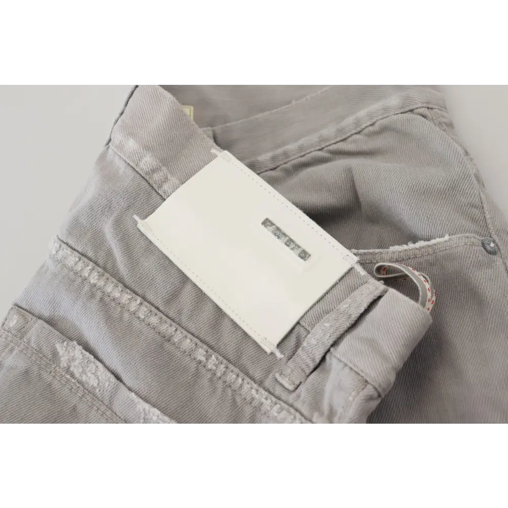 Acht gray cotton straight fit jeans with white waistband label