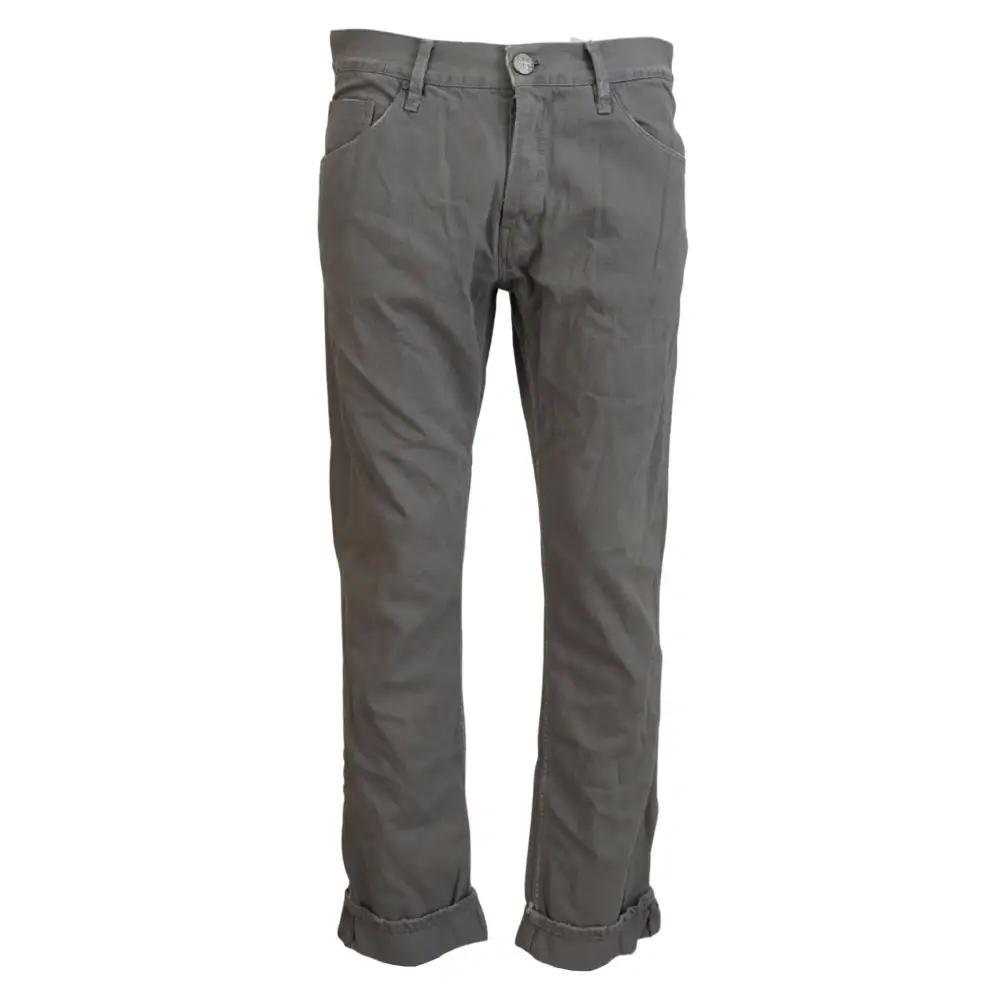 Mørkegrå bomuldsskjorte Acht Gray Cotton straight fit med rullede ben