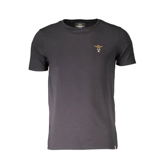 Sort Aeronautica Militare sort bomuld herret-shirt med guld-logo