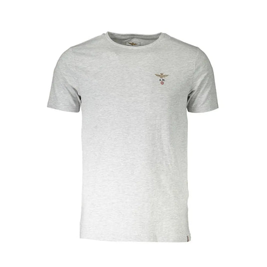 Aeronautica Militare Grigio cotton t-shirt with embroidered logo on left chest