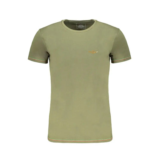 Aeronautica Militare Verde cotton herret-shirt i olivengrøn med guld-broderi