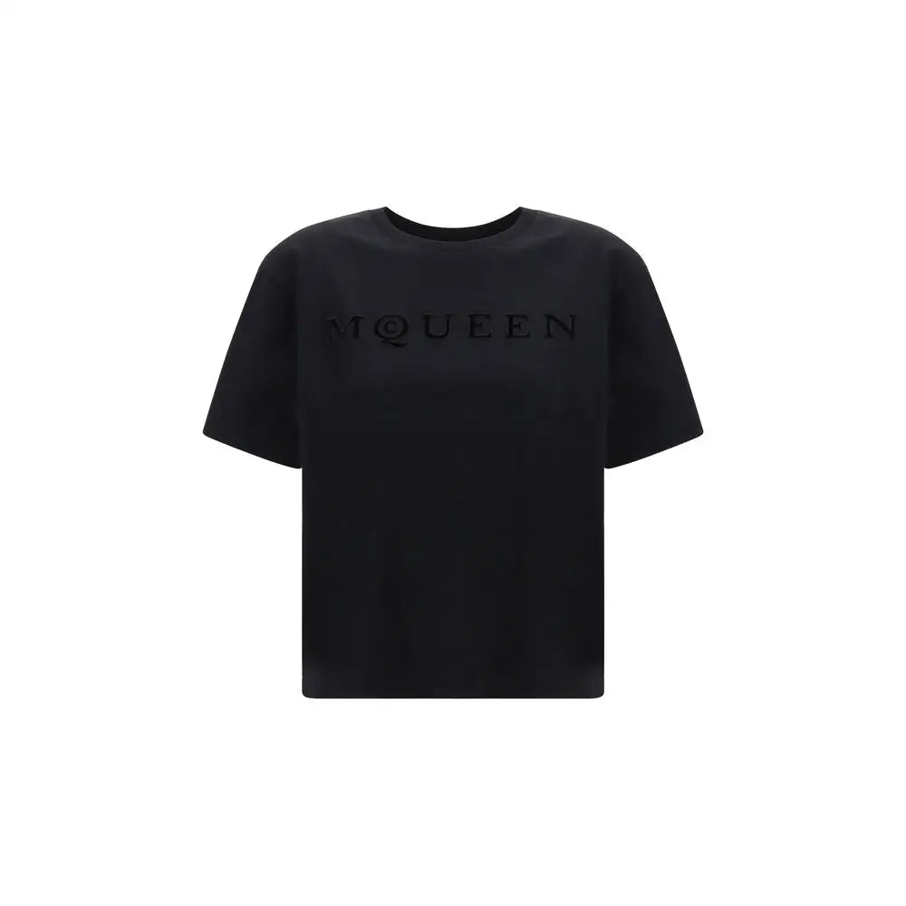 Alexander McQueen sort T-shirt i sort bomuld med mqueen-logo