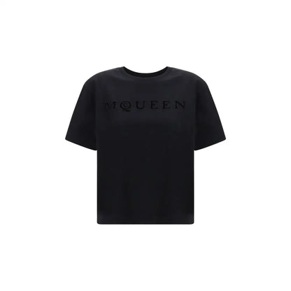 Alexander McQueen sort T-shirt i sort bomuld med mqueen-logo