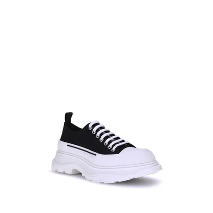 Alexander McQueen sorte gummi atletiske sneakers i sort-hvidt chunky platform design