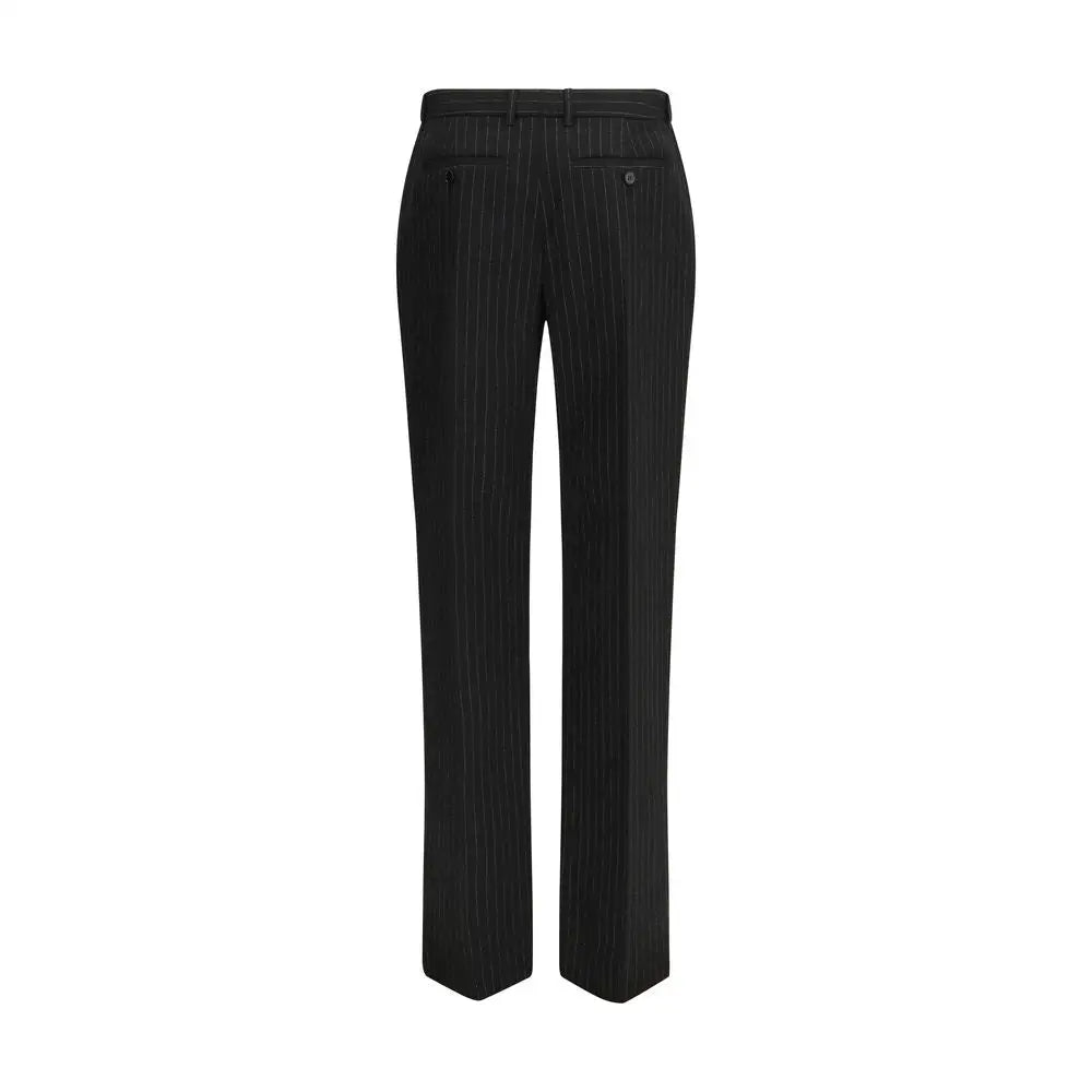 Alexander McQueen black wool pinstripe trousers med belte