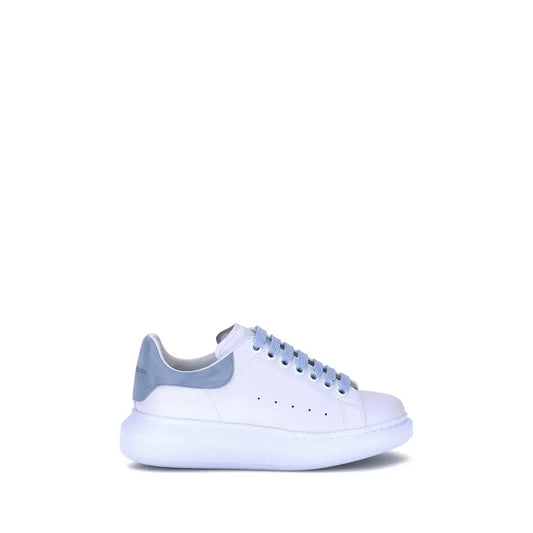 Alexander McQueen light blue calf leather Bos Taurus platform sneakers with white upper, light blue laces and heel tab on chunky sole