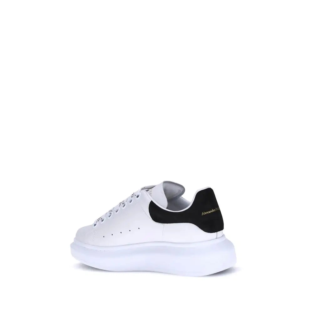 Alexander McQueen white calf leather Bos Taurus platform sneakers with black suede heel tab