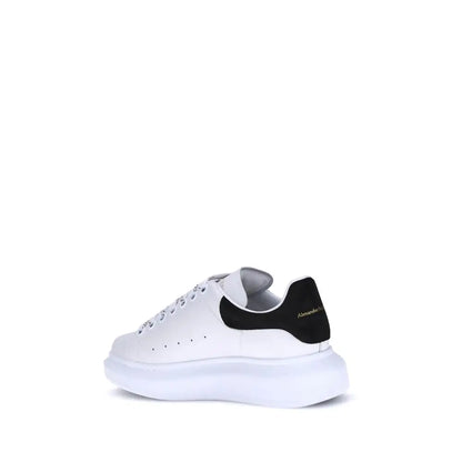 Alexander McQueen white calf leather Bos Taurus platform sneakers with black suede heel tab