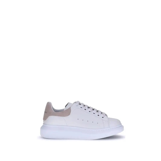 Alexander McQueen white calf leather Bos Taurus platform sneakers with beige heel tab