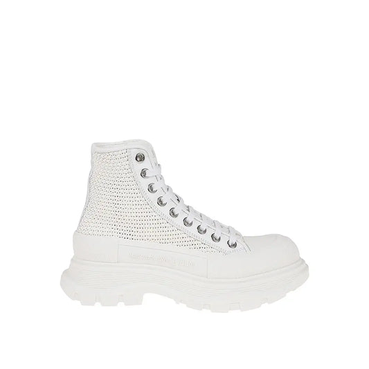 Alexander McQueen White Raffia High Top Sneakers - Sneakers