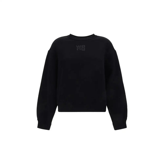 Alexander Wang sort bomuldssweatshirt med gråt logo, 100% originale brands