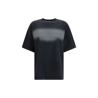 Alexander Wang black cotton t-shirt with gradient gray logo