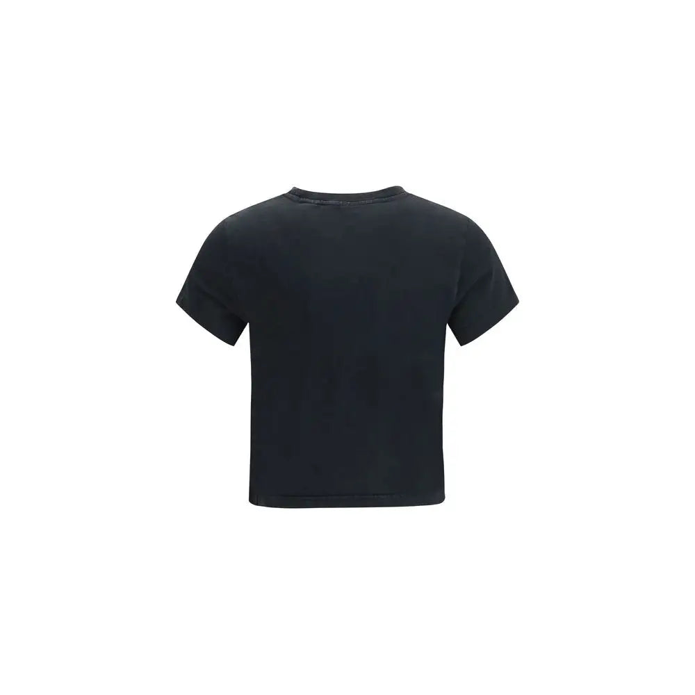 Alexander Wang black cotton t-shirt med kortærmet crop top og rund hals