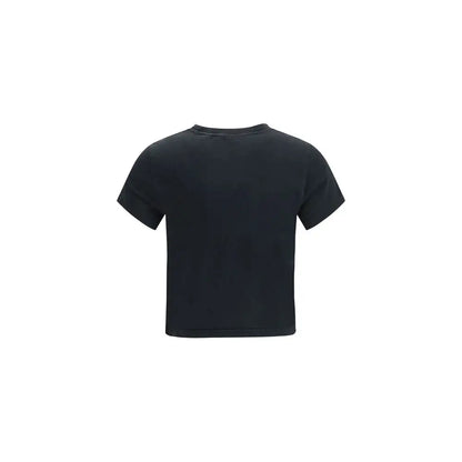 Alexander Wang black cotton t-shirt med kortærmet crop top og rund hals