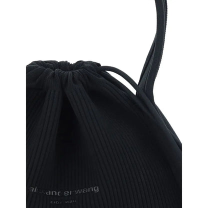 Sort Alexander Wang sort polyester skulder taske med logo, 100% originale brands