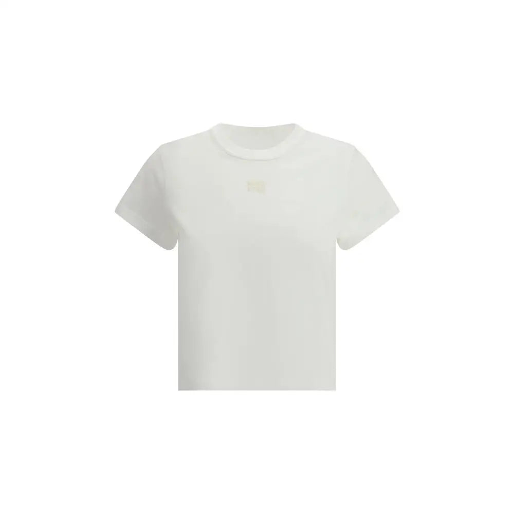 Minimalistisk hvid kortærmet Alexander Wang bomuldst-shirt med subtil logo