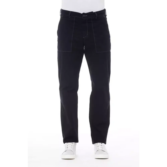 Alpha Studio Blue Cotton Men Pant - Bukser