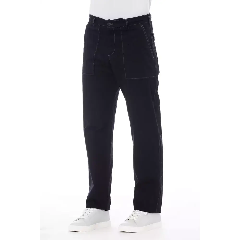 Alpha Studio Blue Cotton Men Pant - Bukser