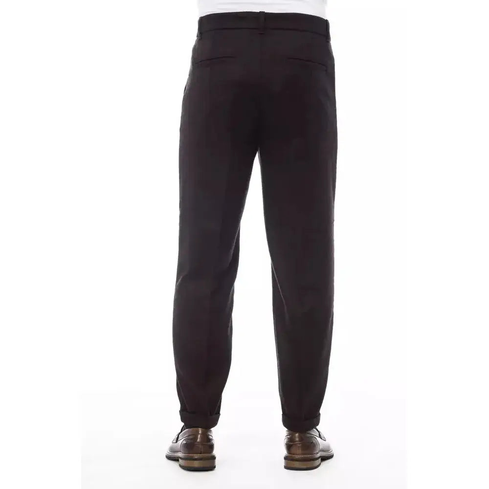 Alpha Studio Brown Wool Men Pant