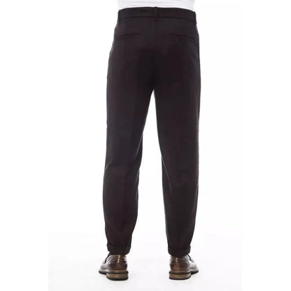 Alpha Studio Brown Wool Men Pant