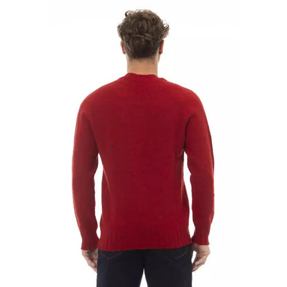 Alpha Studio Red Wool Men Sweater